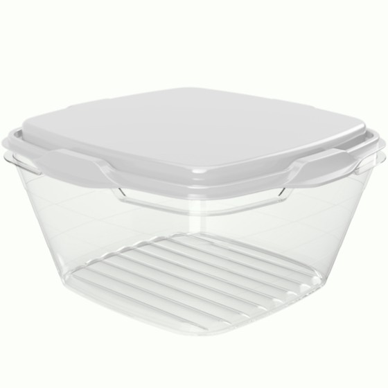 Food container 1,800ml/61oz 18.8 x 18.8 x 10 cm (BPA FREE Polypropyle) White lid